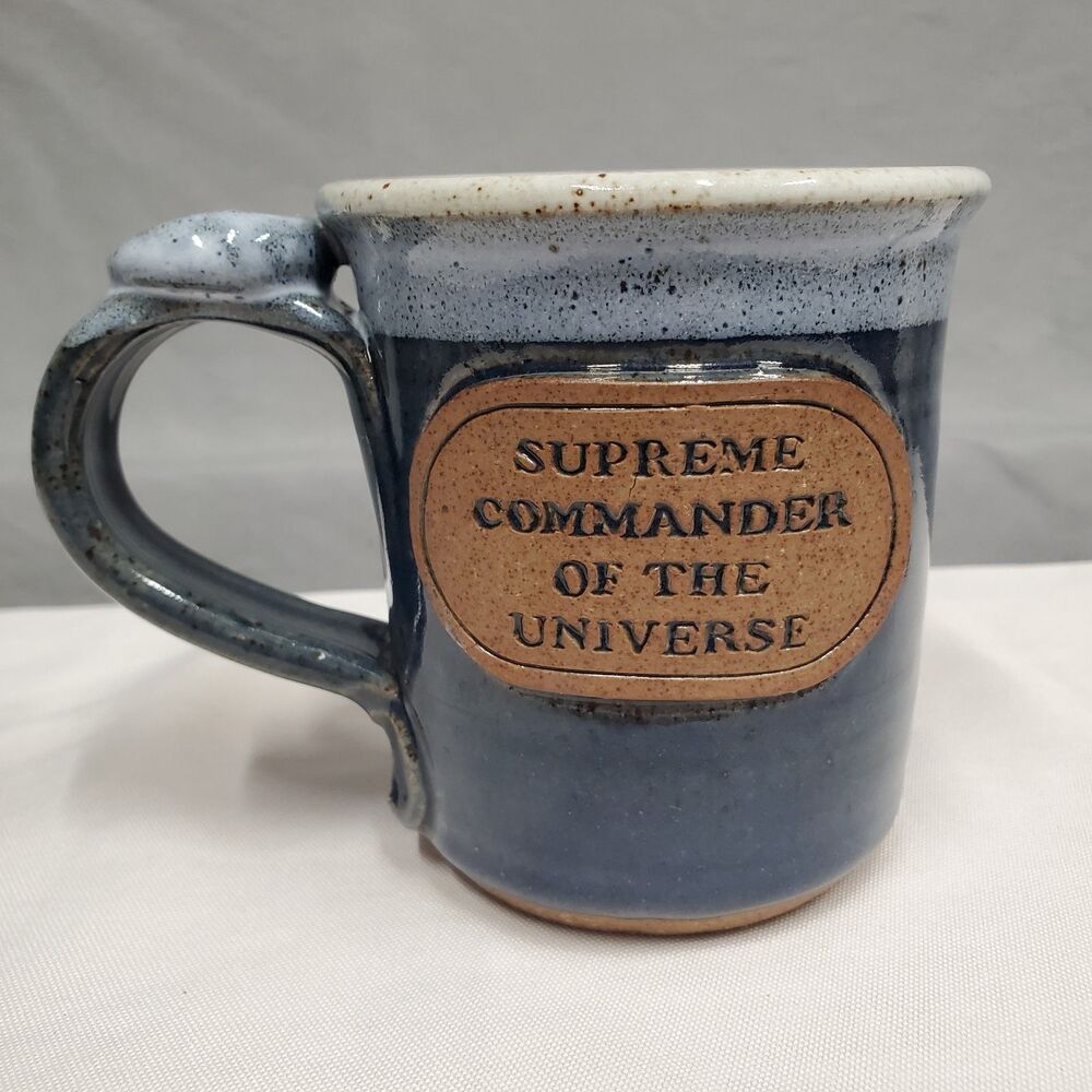 "Supreme Commander Of The Universe” Embossed Stoneware Coffee Mug Thumb Rest